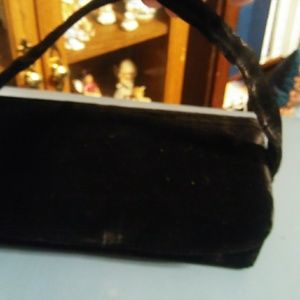 Black velvet vintage bag with coin purse